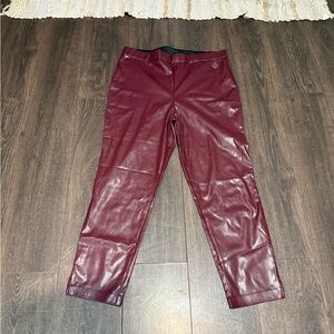 MICHAEL Michael Kors Burgundy Faux Leather Pants
